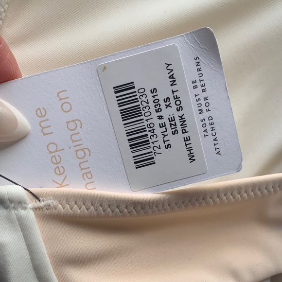 NWT Lively One Piece Swimsuit - Cream, Tan/Pinkish Peach and Navy, size XS. - Picture 2 of 9